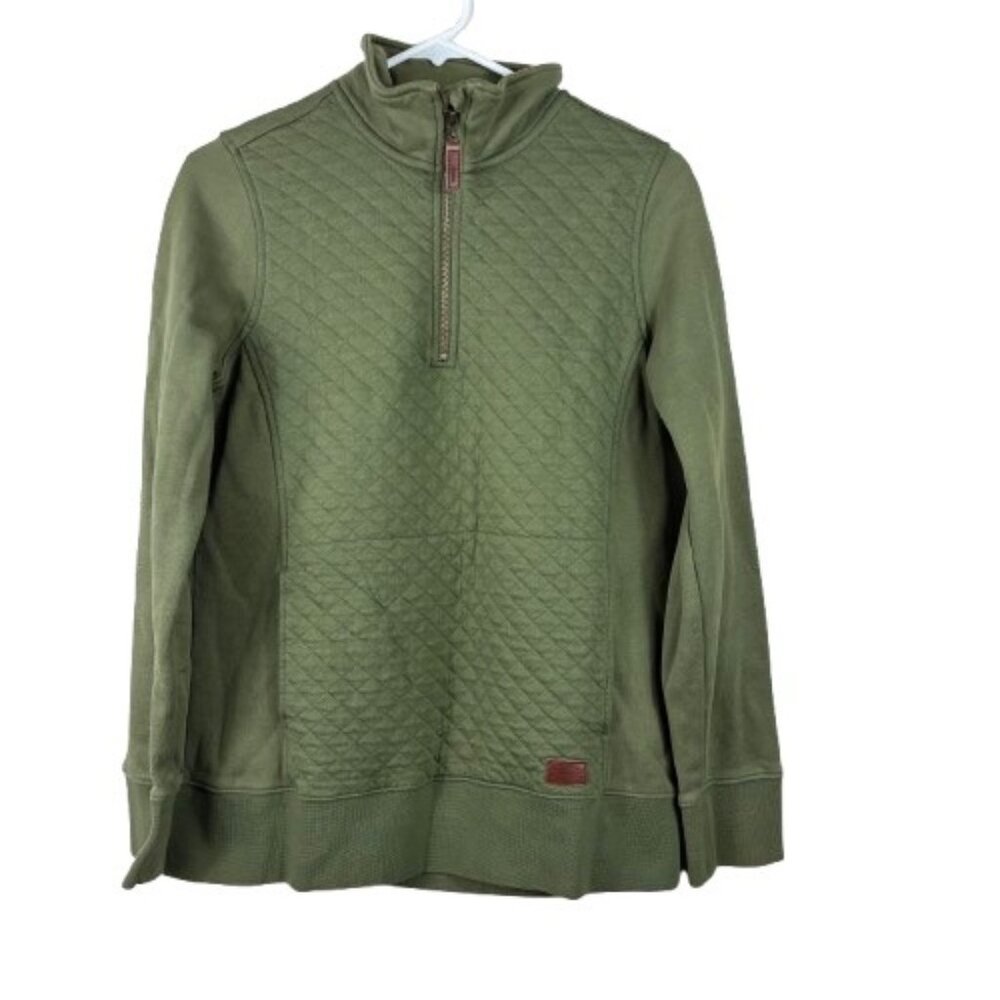 L.L. Bean Men’s Quilted Quarter Zip Pullover Olive Green Sm Heritagewear Dadcore